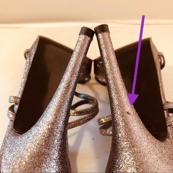 Stuart Weitzman T-Strap Platform Metallic Glitter Strappy Heels 8.5 Event - Picture 6 of 12